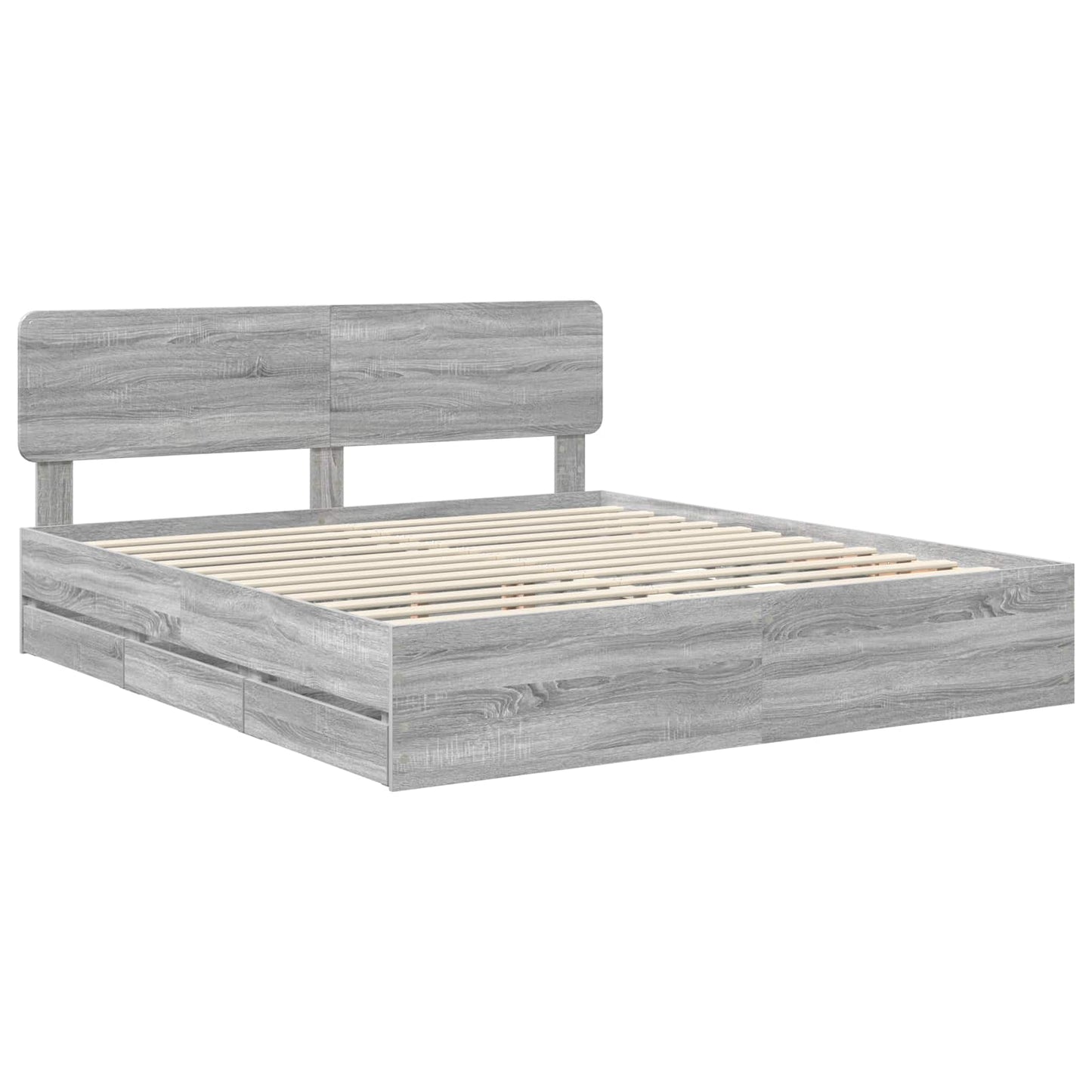Bed Frame with Drawer Grey Sonoma 180 x 200 cm Engineered Wood