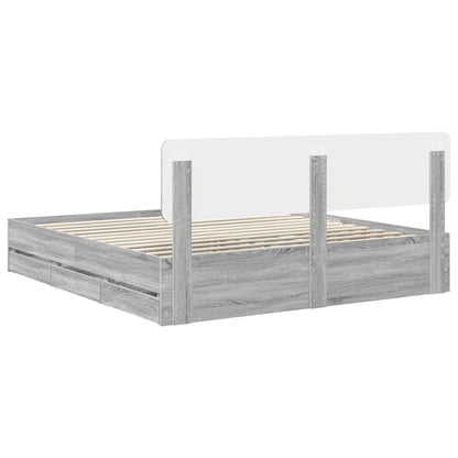 Bed Frame with Drawer Grey Sonoma 180 x 200 cm Engineered Wood
