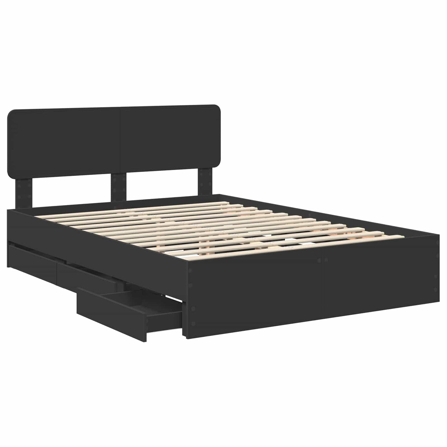 Bed Frame with Headboard Black 160 x 200 cm Engineered Wood