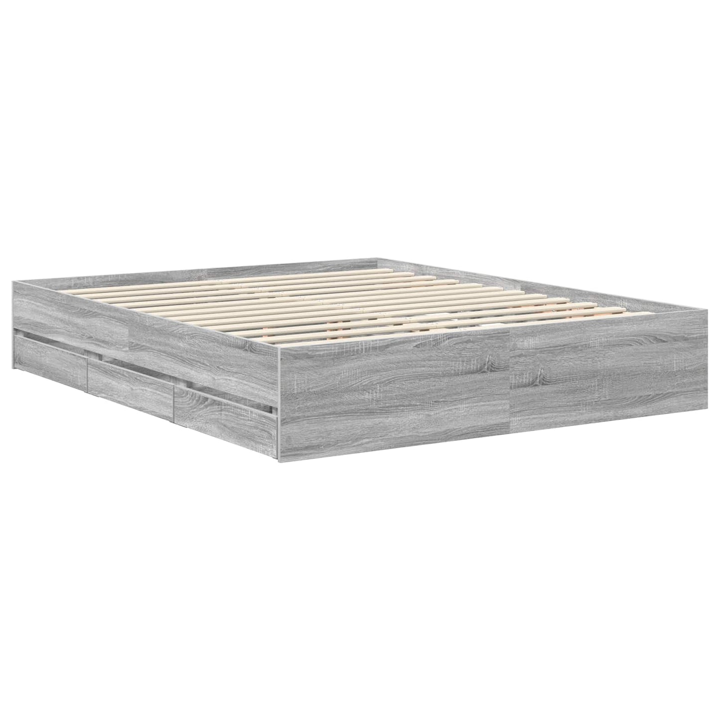 Bed Frame with Drawer Grey Sonoma 160 x 200 cm Engineered Wood