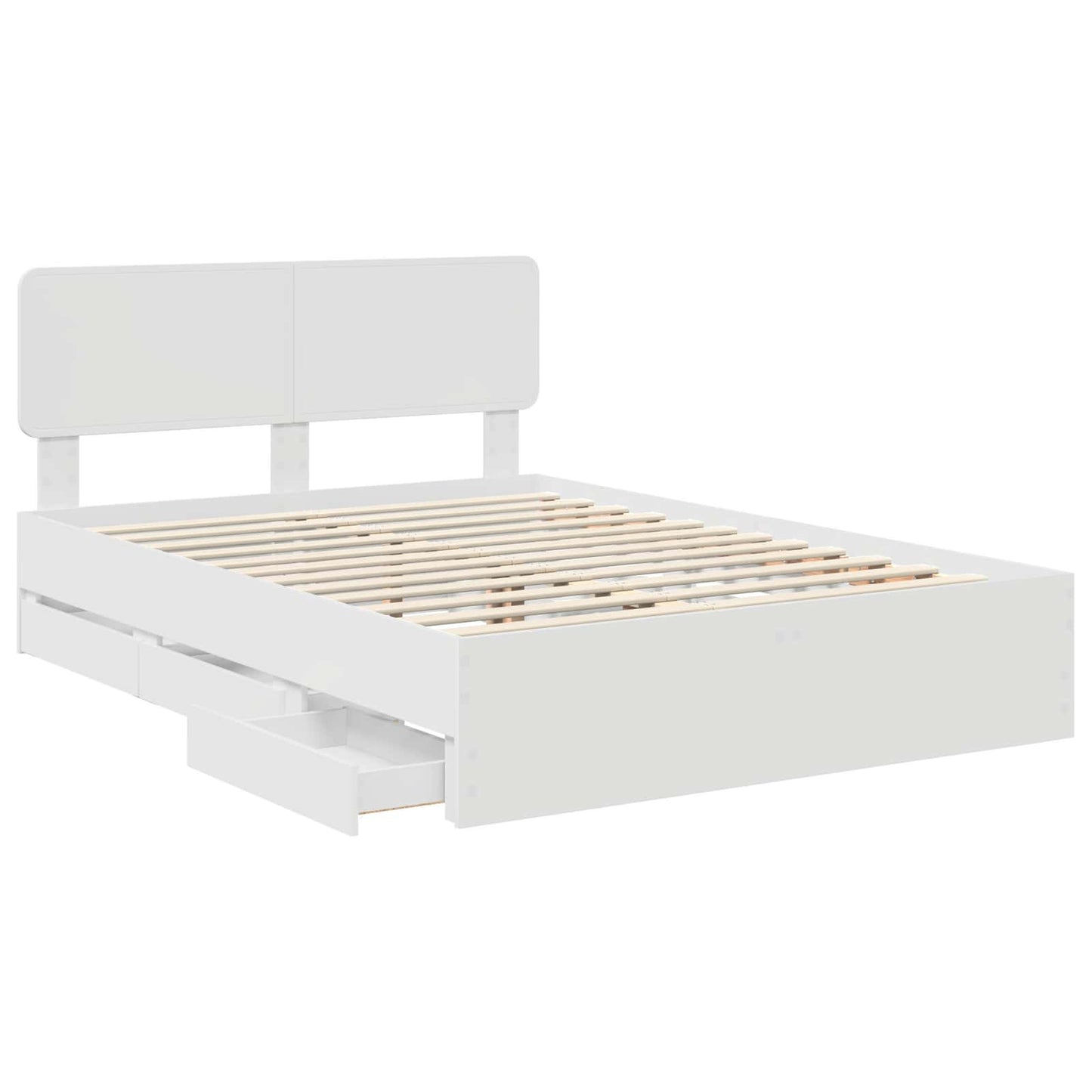 Bed Frame with Headboard White 150 x 200 cm Engineered Wood