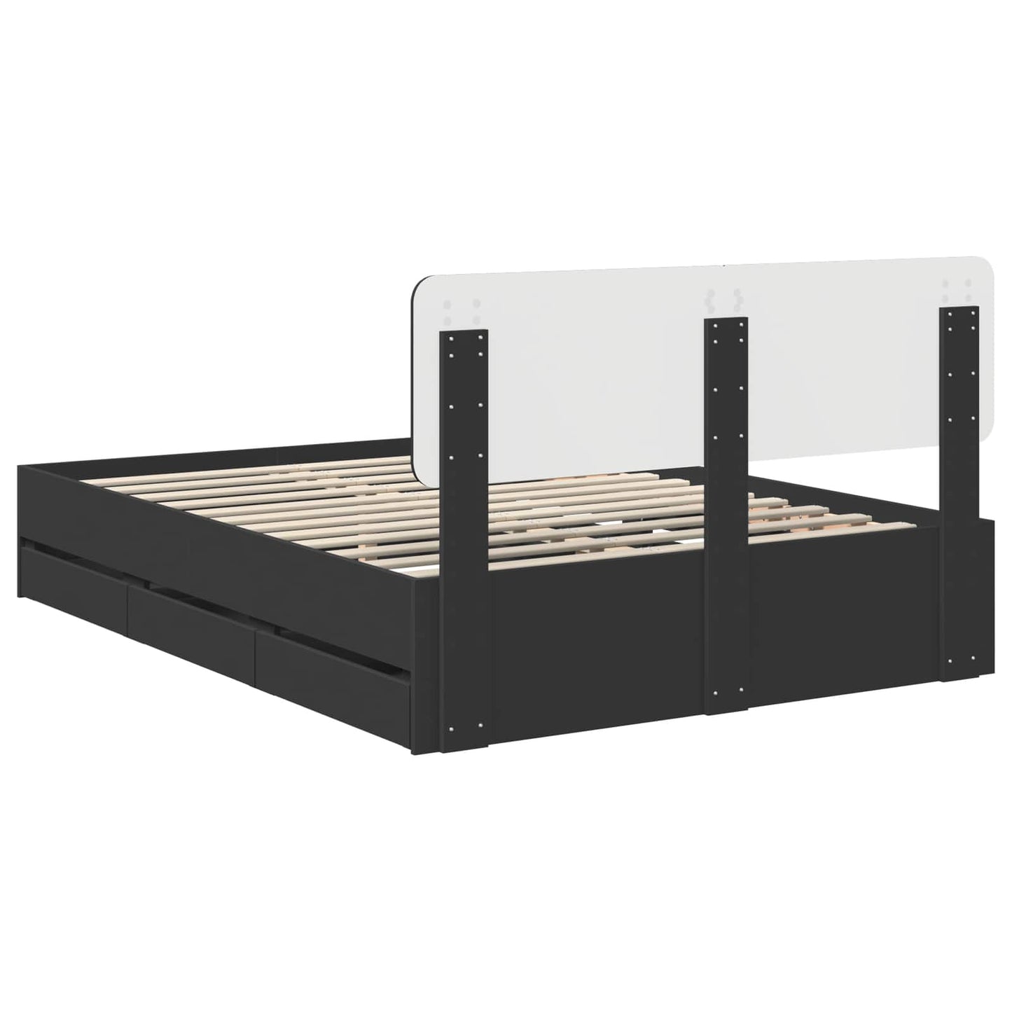 Bed Frame with Headboard Black 150 x 200 cm Engineered Wood