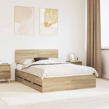 Bed Frame with Drawer Sonoma Oak 150 x 200 cm Engineered Wood