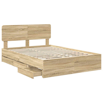 Bed Frame with Drawer Sonoma Oak 150 x 200 cm Engineered Wood