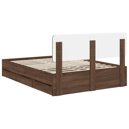 Bed Frame with Drawer Brown Oak 150 x 200 cm Engineered Wood