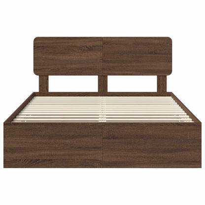 Bed Frame with Drawer Brown Oak 150 x 200 cm Engineered Wood