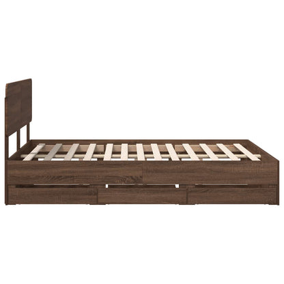 Bed Frame with Drawer Brown Oak 150 x 200 cm Engineered Wood