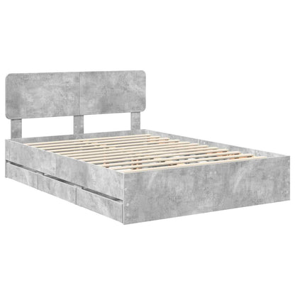 Bed Frame Concrete Grey 140 x 200 cm Engineered Wood