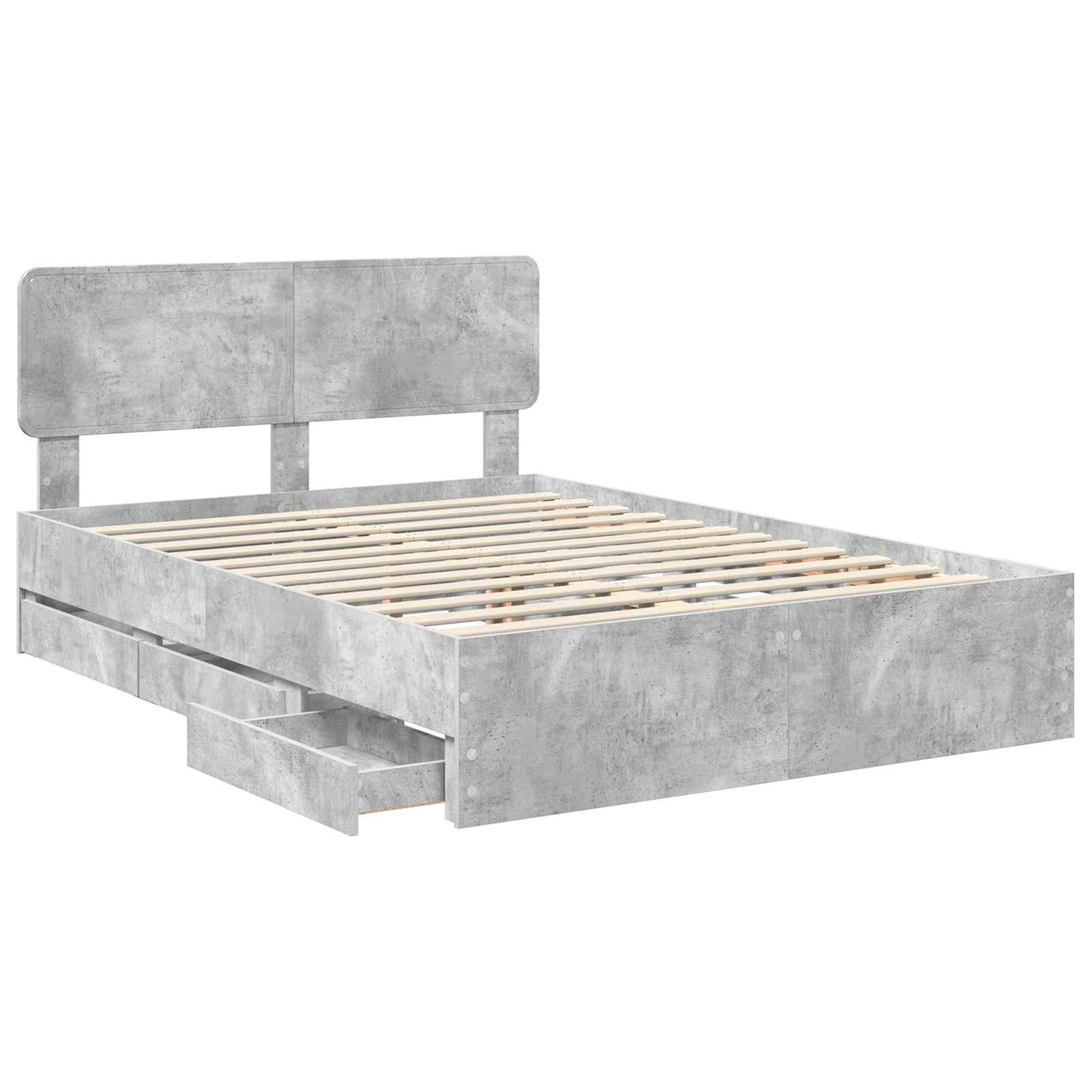Bed Frame Concrete Grey 140 x 200 cm Engineered Wood