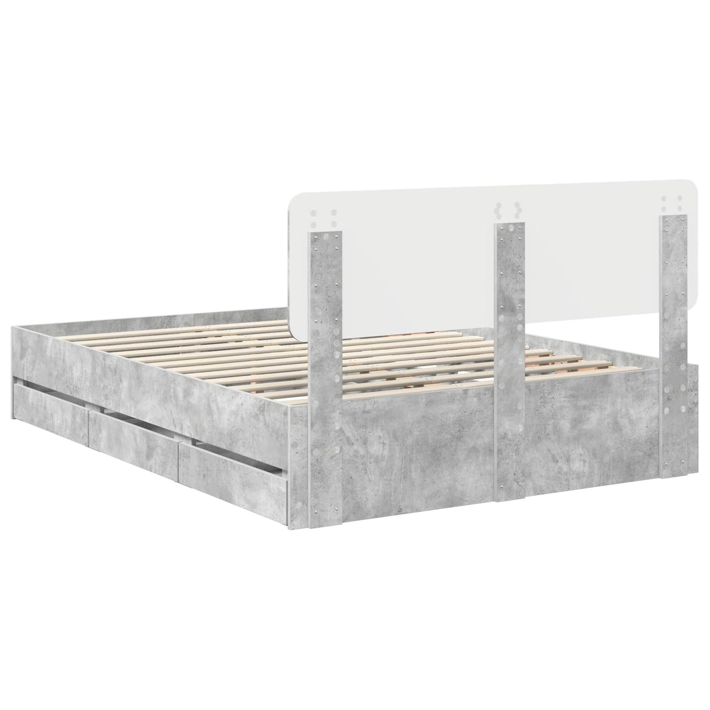 Bed Frame Concrete Grey 140 x 200 cm Engineered Wood