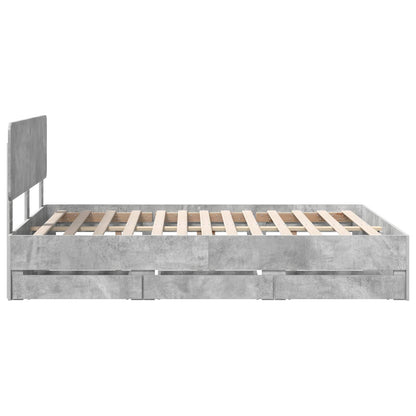 Bed Frame Concrete Grey 140 x 200 cm Engineered Wood