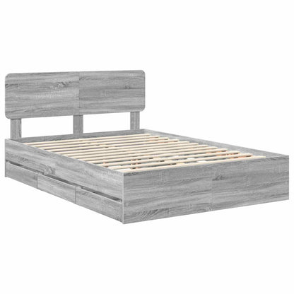 Bed Frame with Drawer Grey Sonoma 140 x 200 cm Engineered Wood