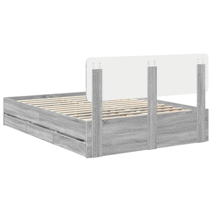 Bed Frame with Drawer Grey Sonoma 140 x 200 cm Engineered Wood