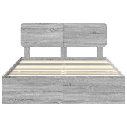 Bed Frame with Drawer Grey Sonoma 140 x 200 cm Engineered Wood