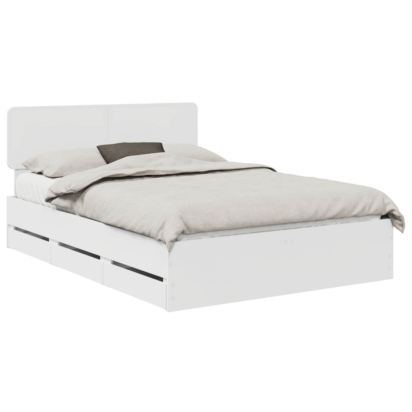 Bed Frame with Drawer White 140 x 190 cm Engineered Wood