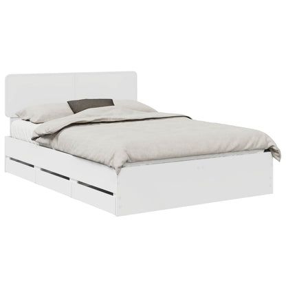 Bed Frame with Drawer White 140 x 190 cm Engineered Wood