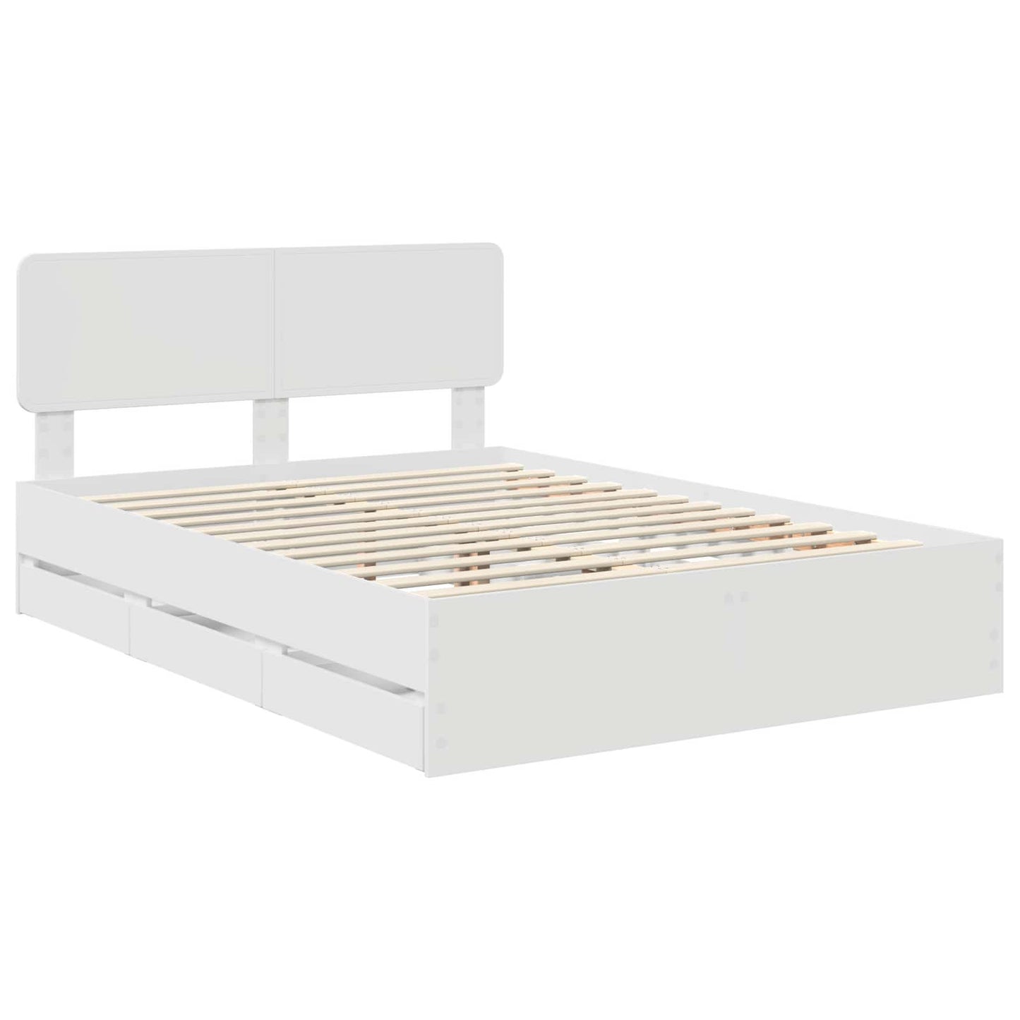 Bed Frame with Drawer White 140 x 190 cm Engineered Wood