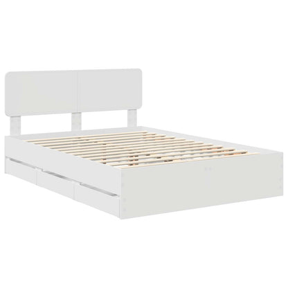 Bed Frame with Drawer White 140 x 190 cm Engineered Wood