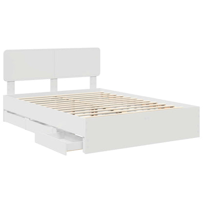 Bed Frame with Drawer White 140 x 190 cm Engineered Wood