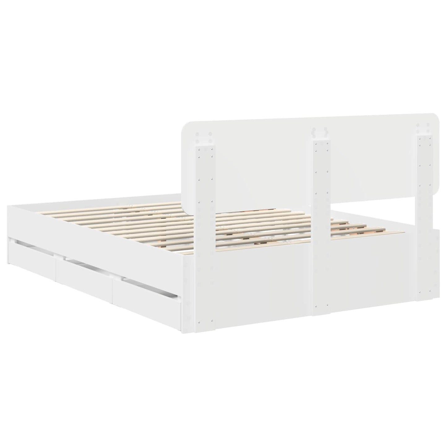 Bed Frame with Drawer White 140 x 190 cm Engineered Wood