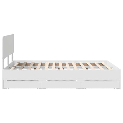 Bed Frame with Drawer White 140 x 190 cm Engineered Wood