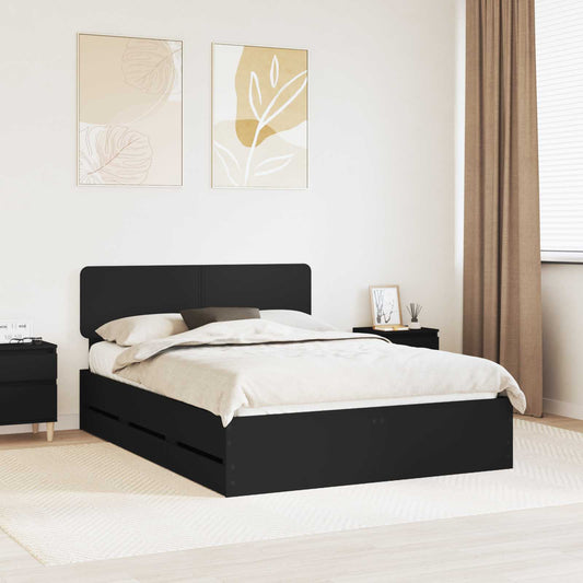 Bed Frame with Headboard Black 140 x 200 cm Engineered Wood