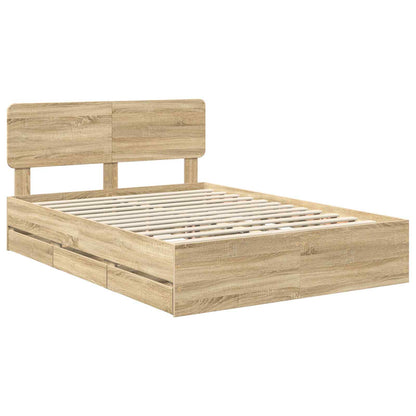 Bed Frame with Drawer Sonoma Oak 140 x 200 cm Engineered Wood