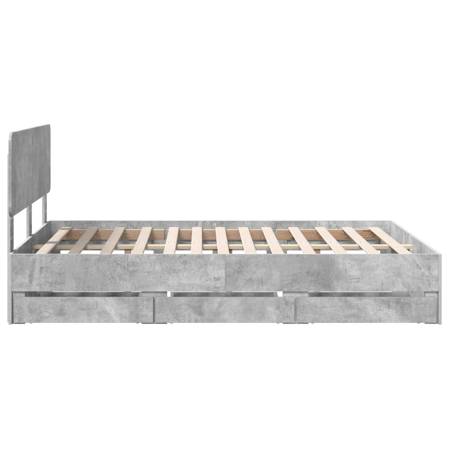Bed Frame Concrete Grey 140 x 190 cm Engineered Wood