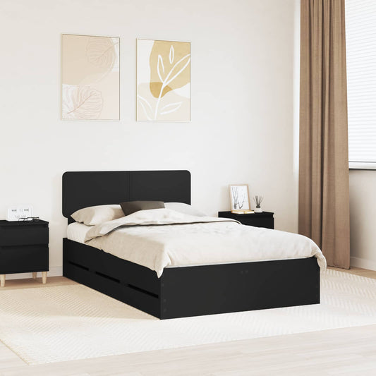 Bed Frame with Headboard Black 135 x 190 cm Engineered Wood
