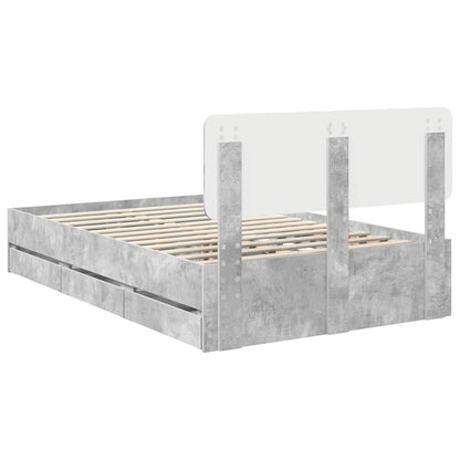 Bed Frame Concrete Grey 135 x 190 cm Engineered Wood