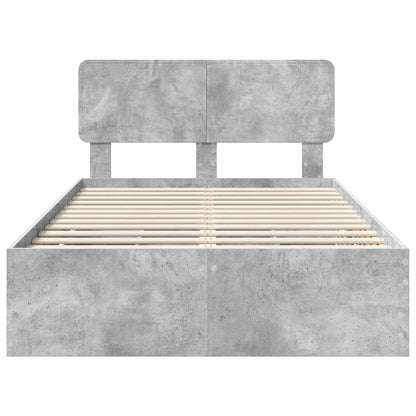 Bed Frame Concrete Grey 135 x 190 cm Engineered Wood