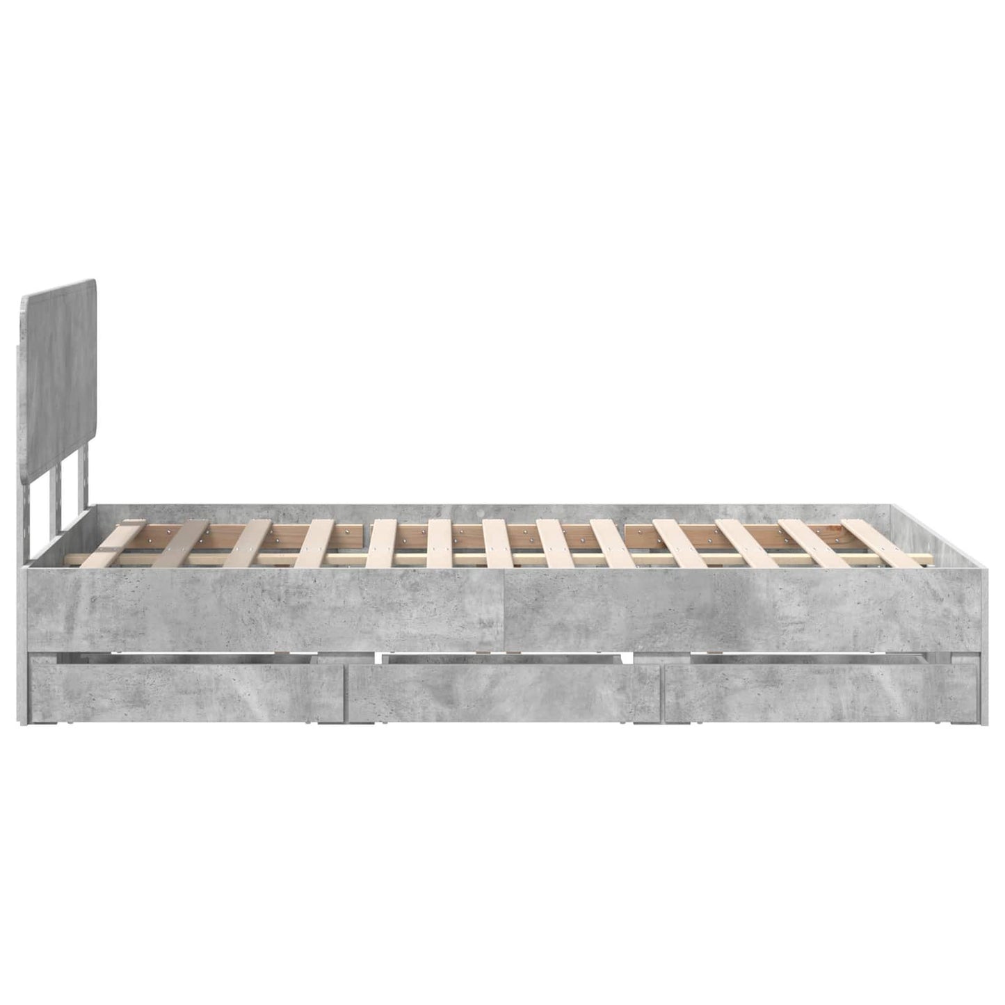 Bed Frame Concrete Grey 135 x 190 cm Engineered Wood