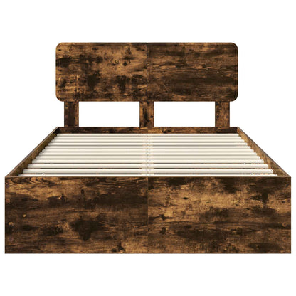 Bed Frame with Drawer Smoked Oak 135 x 190 cm Engineered Wood
