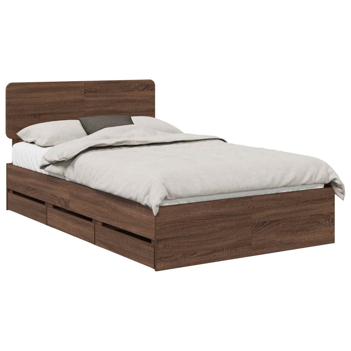 Bed Frame with Drawer Brown Oak 135 x 190 cm Engineered Wood