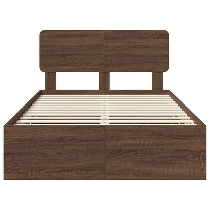Bed Frame with Drawer Brown Oak 135 x 190 cm Engineered Wood
