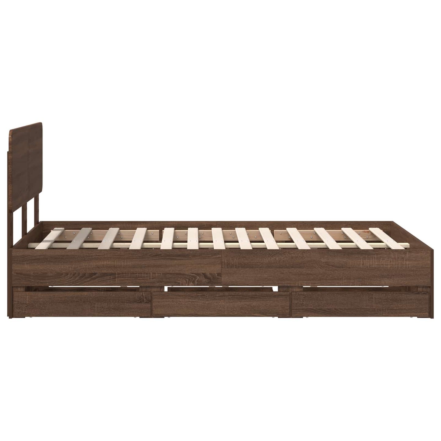 Bed Frame with Drawer Brown Oak 135 x 190 cm Engineered Wood