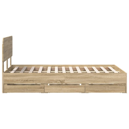 Bed Frame with Drawer Sonoma Oak 120 x 190 cm Engineered Wood