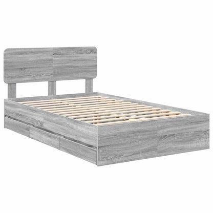 Bed Frame with Drawer Grey Sonoma 120 x 190 cm Engineered Wood