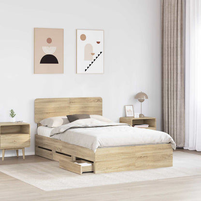 Bed Frame with Drawer Sonoma Oak 120 x 200 cm Engineered Wood