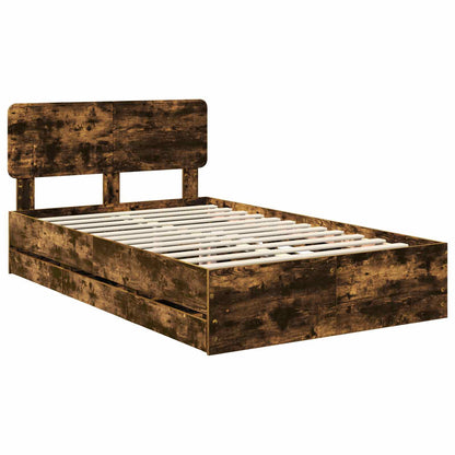 Bed Frame with Drawer Smoked Oak 120 x 200 cm Engineered Wood