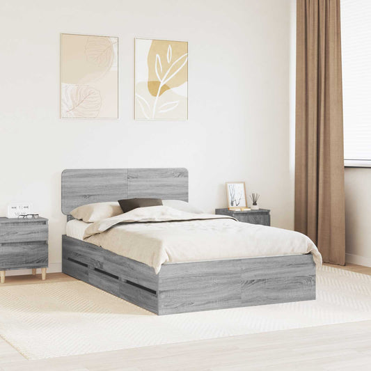 Bed Frame with Drawer Grey Sonoma 120 x 200 cm Engineered Wood