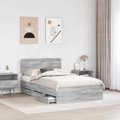 Bed Frame with Drawer Grey Sonoma 120 x 190 cm Engineered Wood