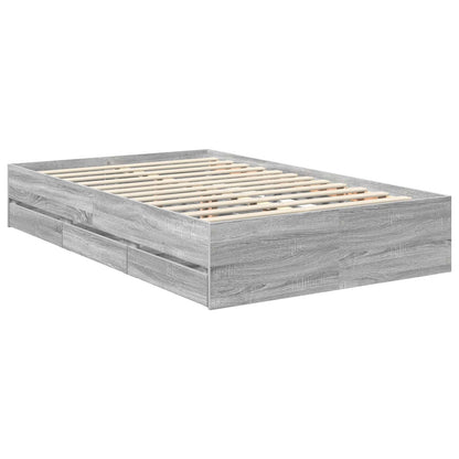Bed Frame with Drawer Grey Sonoma 120 x 190 cm Engineered Wood