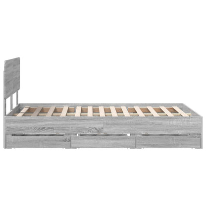Bed Frame with Drawer Grey Sonoma 120 x 190 cm Engineered Wood
