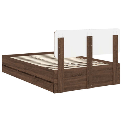 Bed Frame with Drawer Brown Oak 120 x 190 cm Engineered Wood