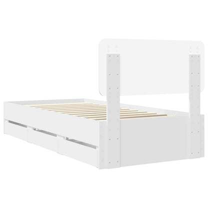 Bed Frame with Drawer White 100 x 200 cm Engineered Wood