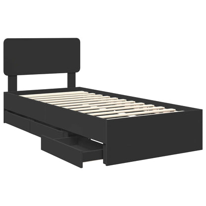 Bed Frame with Drawer Black 100 x 200 cm Engineered Wood