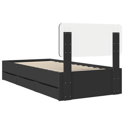 Bed Frame with Drawer Black 100 x 200 cm Engineered Wood