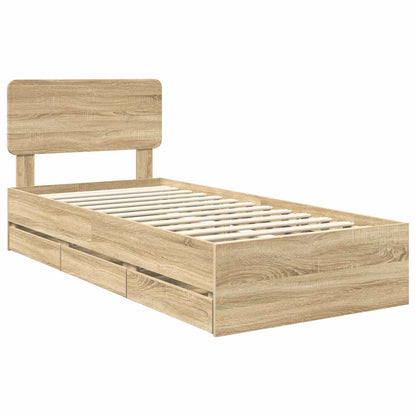 Bed Frame with Drawer Sonoma Oak 100 x 200 cm Engineered Wood