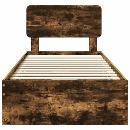 Bed Frame with Drawer Smoked Oak 100 x 200 cm Engineered Wood